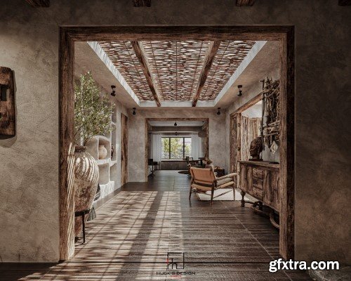 Wabi - Sabi 3ds Max Interior Scene