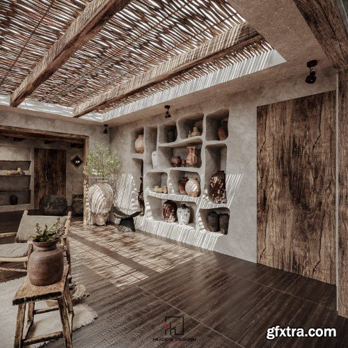 Wabi - Sabi 3ds Max Interior Scene