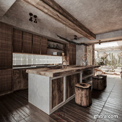 Wabi - Sabi 3ds Max Interior Scene
