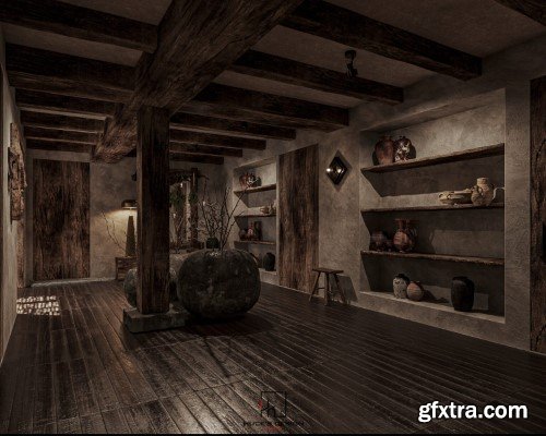 Wabi - Sabi 3ds Max Interior Scene