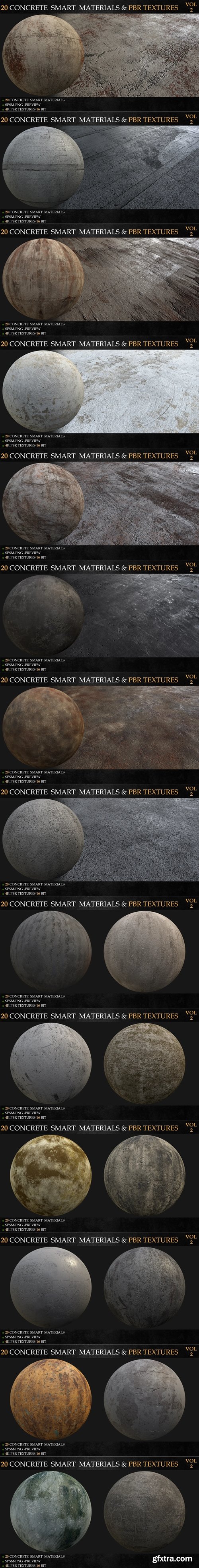 FlippedNormals - 20 CONCRETE SMART MATERIALS & PBR TEXTURES-VOL 2