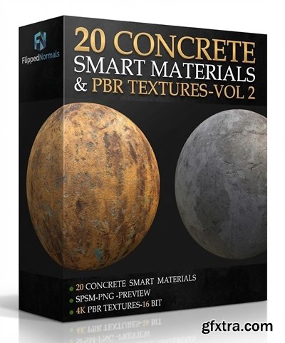 FlippedNormals - 20 CONCRETE SMART MATERIALS & PBR TEXTURES-VOL 2