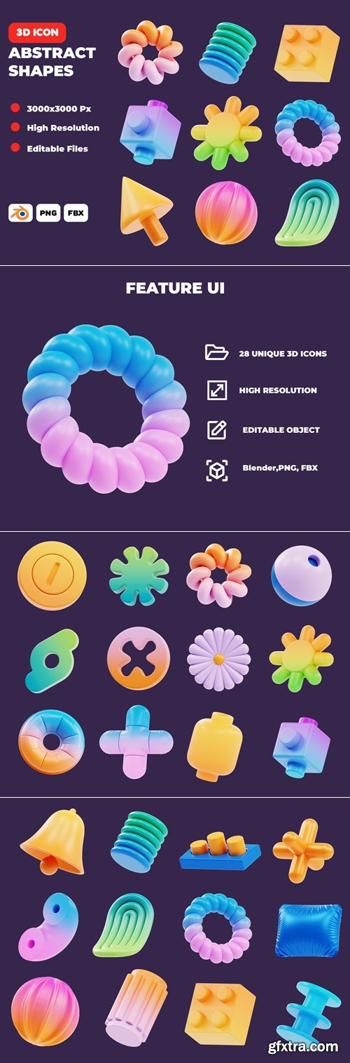 Abstract Shapes 3D Icon Set