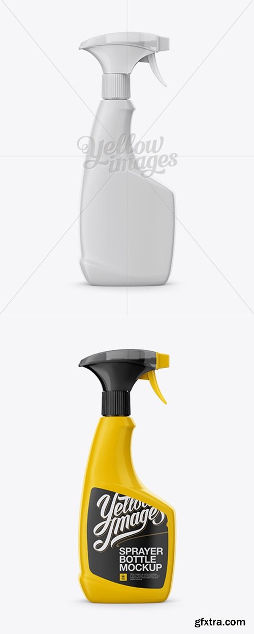 YellowImages - 500ml Plastic Bottle With Trigger Sprayer Mockup 13649