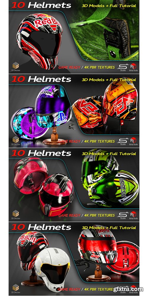 Artstation - 10 Helmets + Full Tutorial / 3D Models