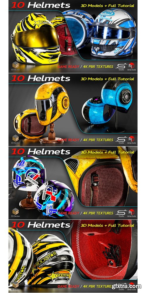 Artstation - 10 Helmets + Full Tutorial / 3D Models