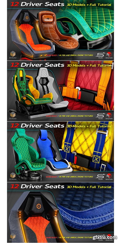 Artstation - 12 Driver Seats + Full Tutorial / 3D Models