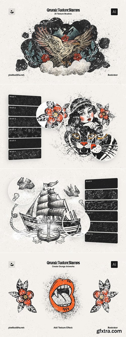 CreativeMarket - Multi-App Grunge Stamp Brushes 290860065