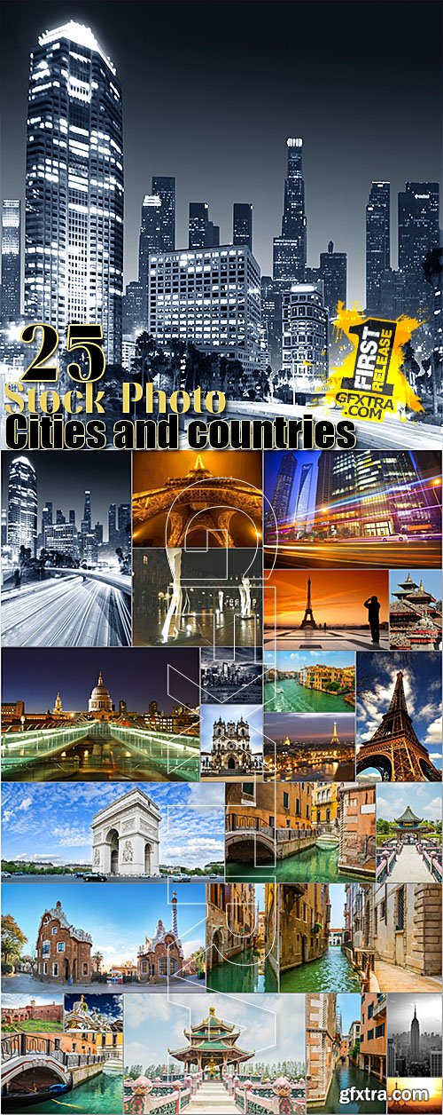 Cities and countries, architecture - stock photos set 25