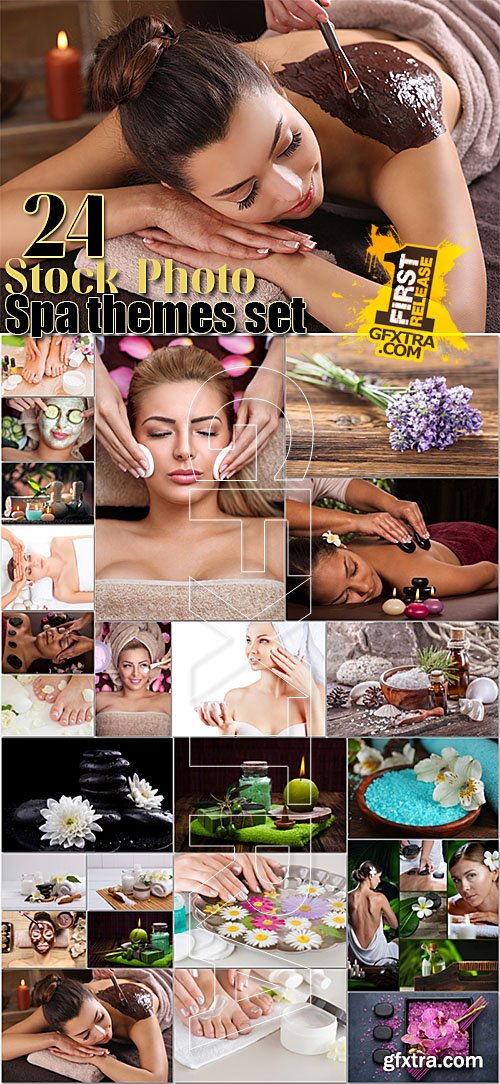 Spa themes setting and health care items - stock photo set 24