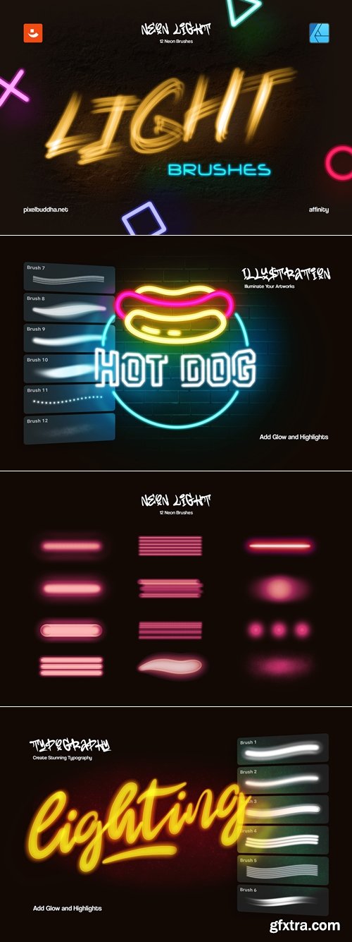 CreativeMarket - Neon Light Affinity Brushes 290777331