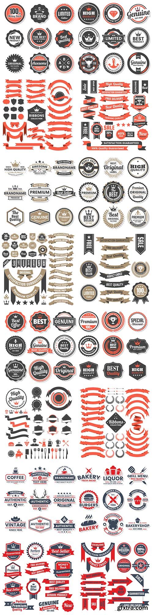 Vintage ribbons labels stickers and logos in vector Vintage ribbons labels stickers and logos in vector