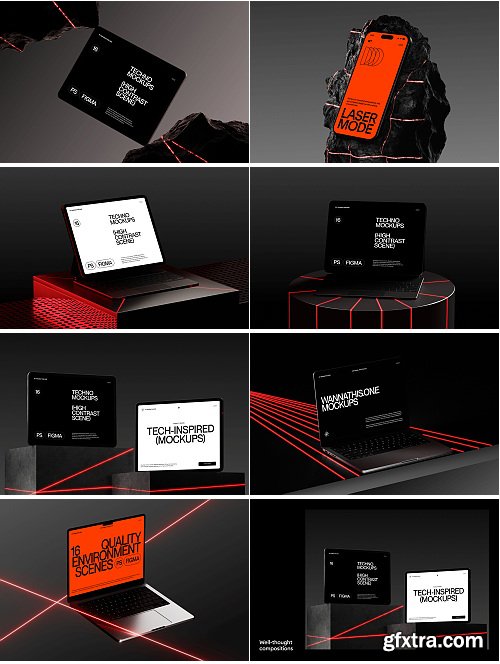 Wannathis - Laser light Apple device mockups