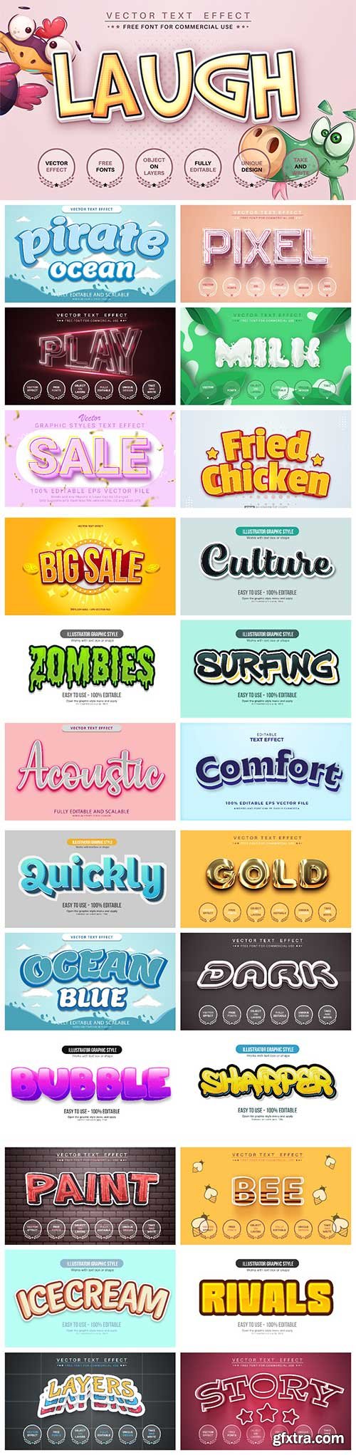 Set 3d editable text style effect vector vol 14