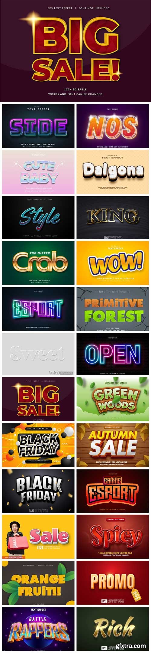 Set 3d editable text style effect vector vol 20 Set 3d editable text style effect vector vol 20
