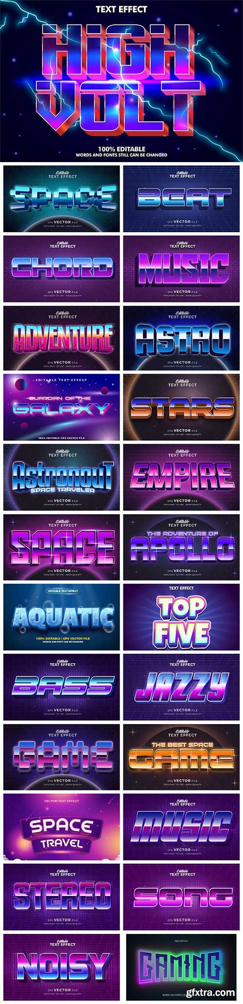 Set 3d editable text style effect vector vol 16