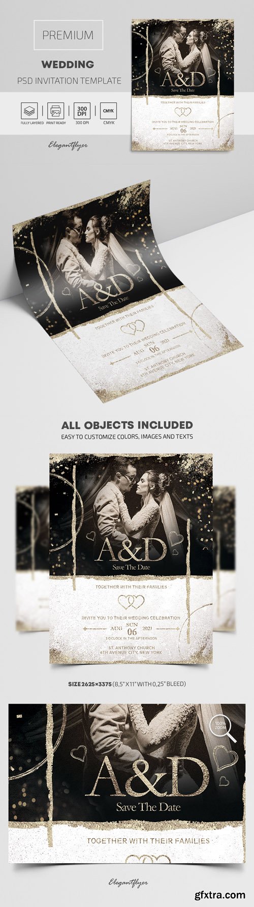 Premium Wedding Invitation PSD Template