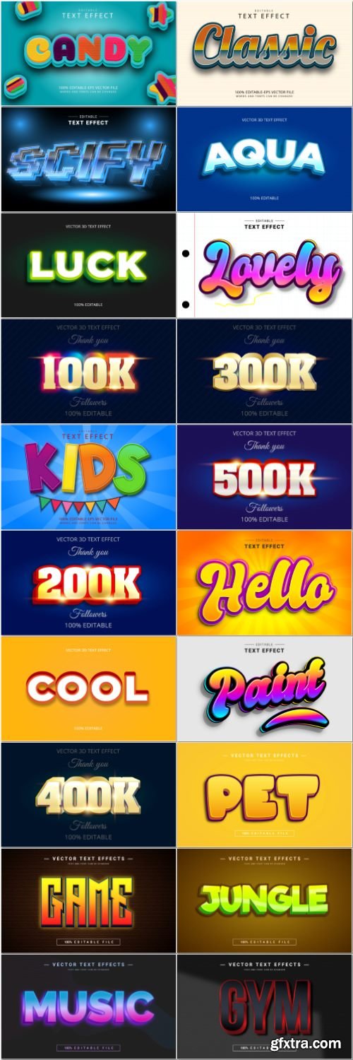 Set 3d editable text style effect vector vol 47 Set 3d editable text style effect vector vol 47