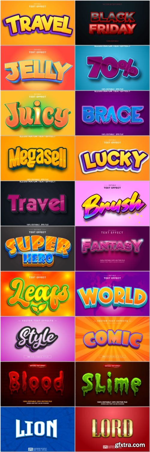 Set 3d editable text style effect vector vol 46 Set 3d editable text style effect vector vol 46