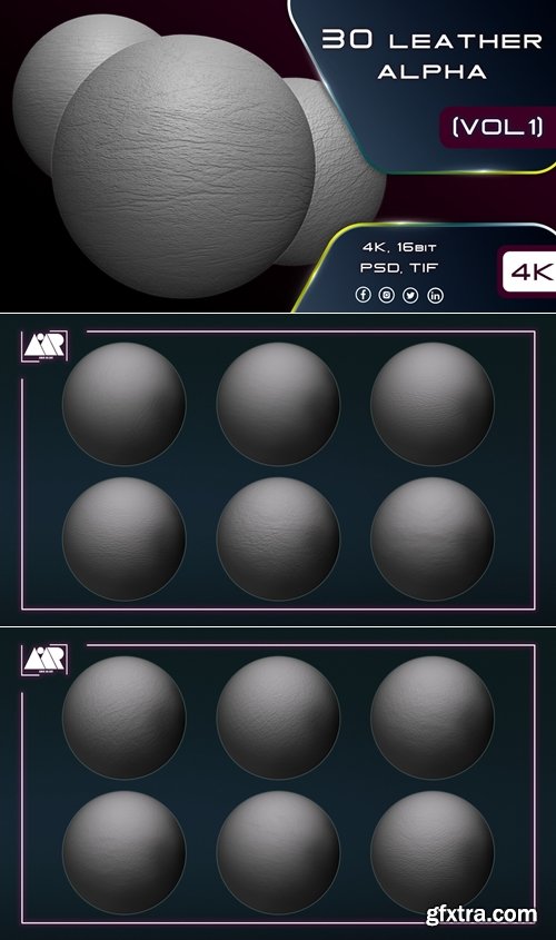 Artstation - 30 Leather Alphas (Seamless and Tileable - Vol 01)