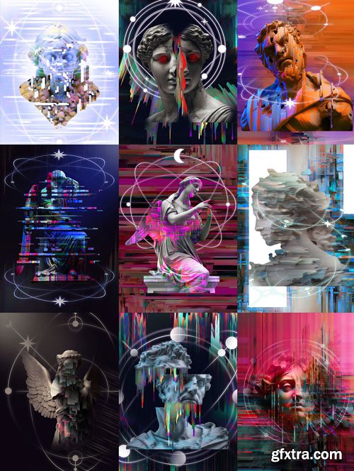 Creativemarket - GLITCH SCULPTURES COLLECTION - 26700938