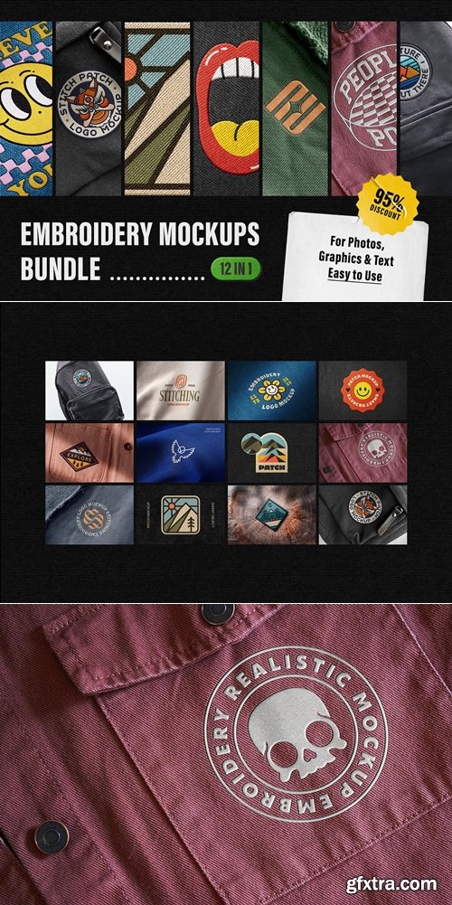 CreativeMarket - Embroidery Mockups: 12-in-1 Bundle 292047079
