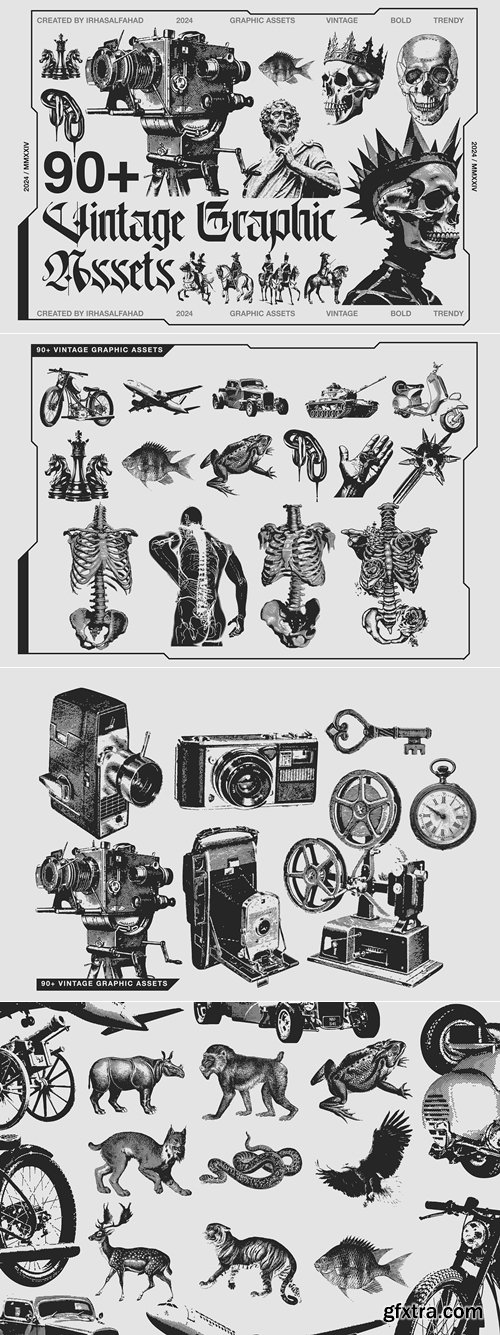 CreativeMarket - 90+ Vintage Graphic Assets 290715406