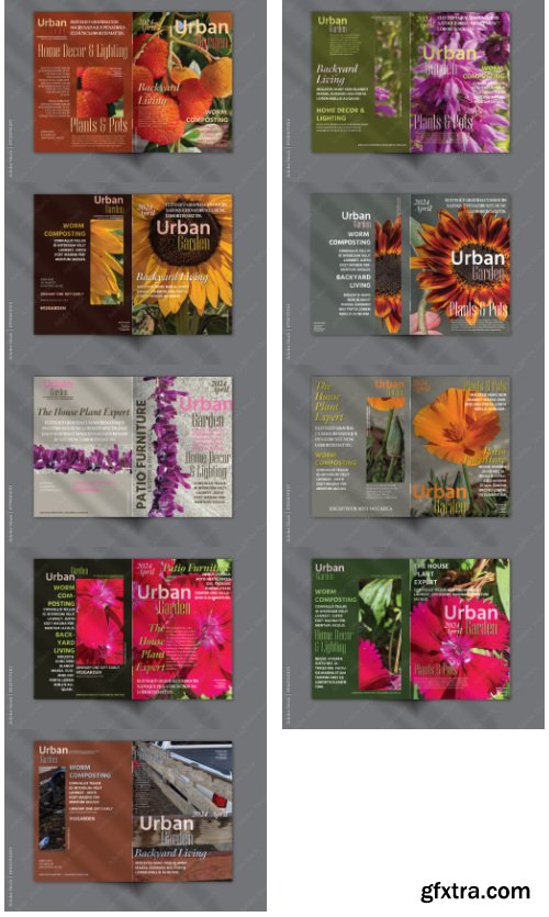 Brochure Cover Layout With Urban Garden Pictures Earth Natural Organic Color Theme 21xAI