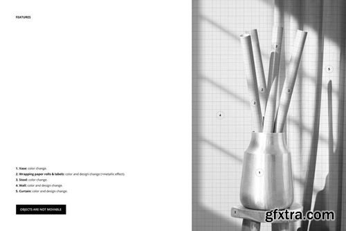 Creatsy - Wrapping Paper Rolls in a Vase Mockup - 1158224213
