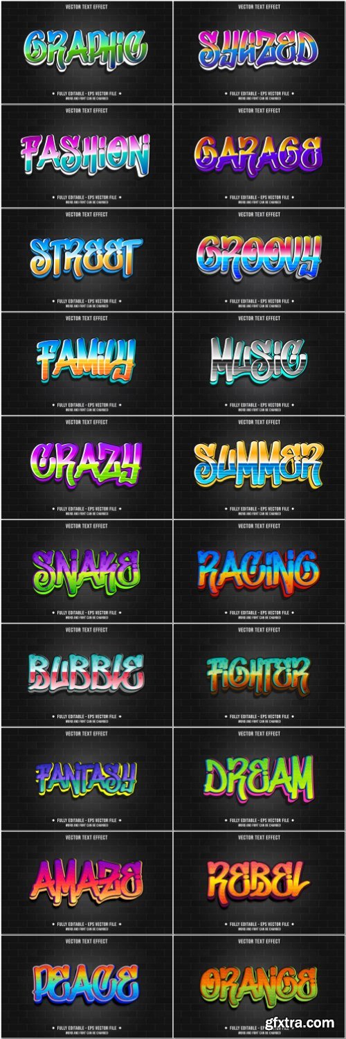 Set 3d editable text style effect vector vol 56 Set 3d editable text style effect vector vol 56