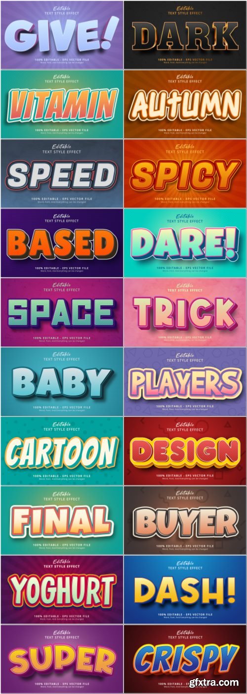 Set 3d editable text style effect vector vol 64 Set 3d editable text style effect vector vol 64