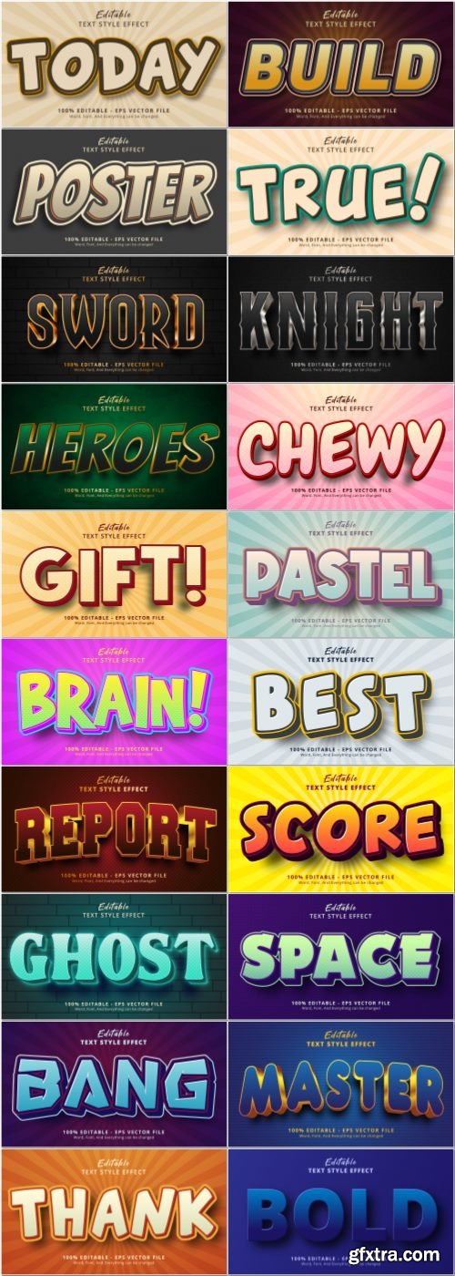 Set 3d editable text style effect vector vol 63 Set 3d editable text style effect vector vol 63