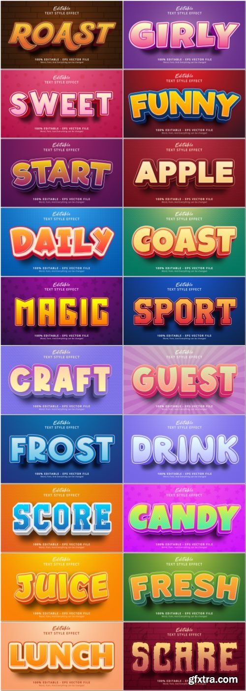 Set 3d editable text style effect vector vol 65 Set 3d editable text style effect vector vol 65