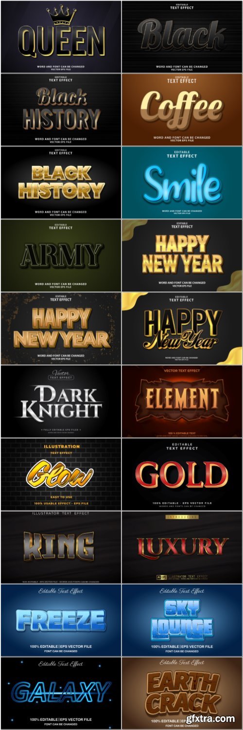 Set 3d editable text style effect vector vol 58 Set 3d editable text style effect vector vol 58