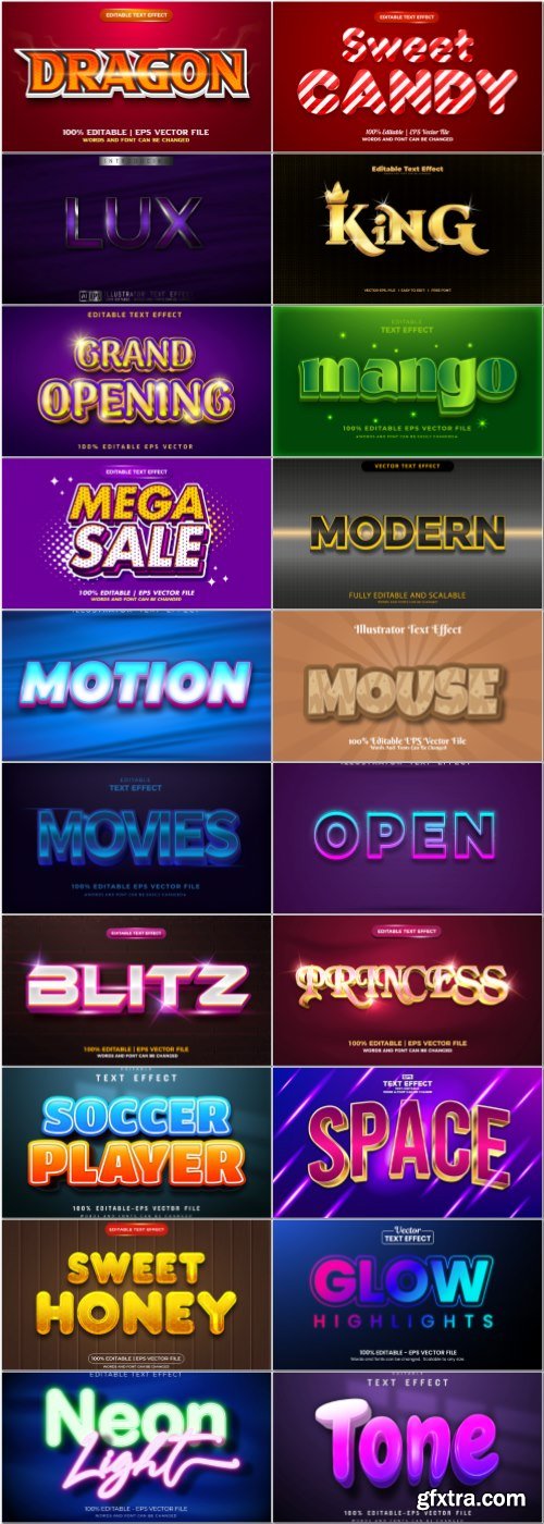 Set 3d editable text style effect vector vol 69 Set 3d editable text style effect vector vol 69