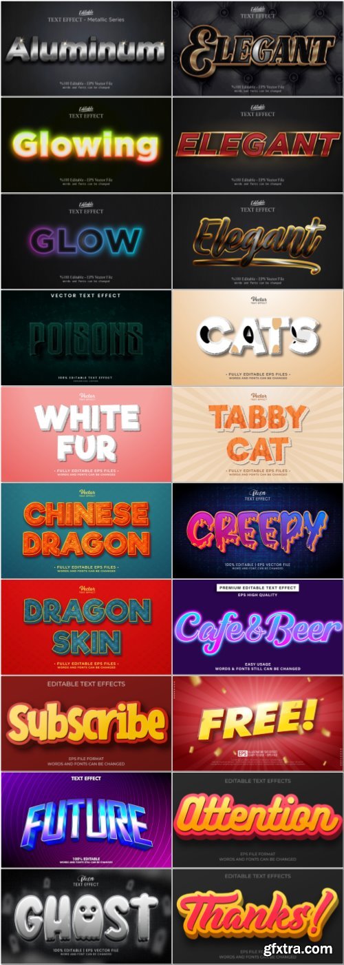Set 3d editable text style effect vector vol 70 Set 3d editable text style effect vector vol 70