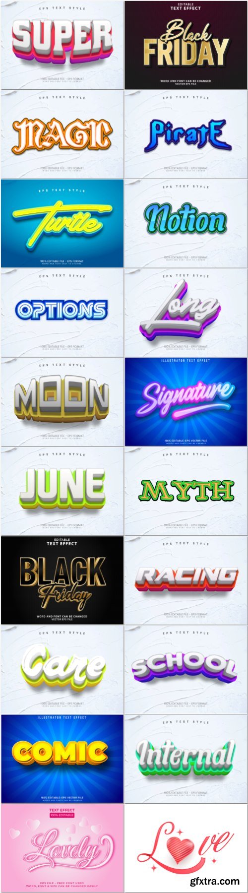 Set 3d editable text style effect vector vol 67 Set 3d editable text style effect vector vol 67