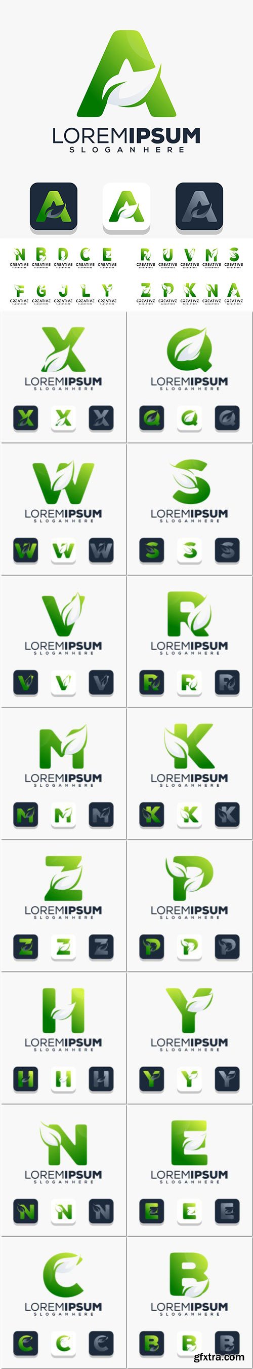 Modern initial letter with leaf logo design Premium Vector Modern initial letter with leaf logo design Premium Vector