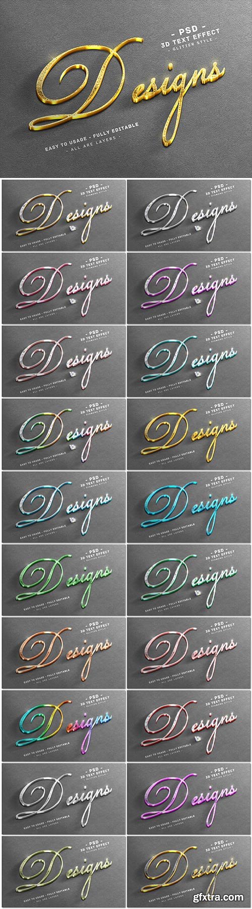 Designs 3d colors glitter text style effect premium psd Designs 3d colors glitter text style effect premium psd