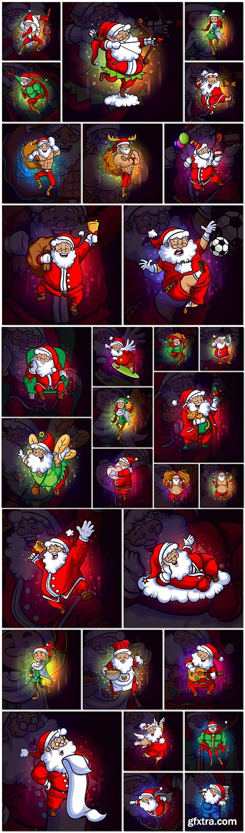 Santa esport logo design of christmas, new year illustration premium vector Santa esport logo design of christmas, new year illustration premium vector