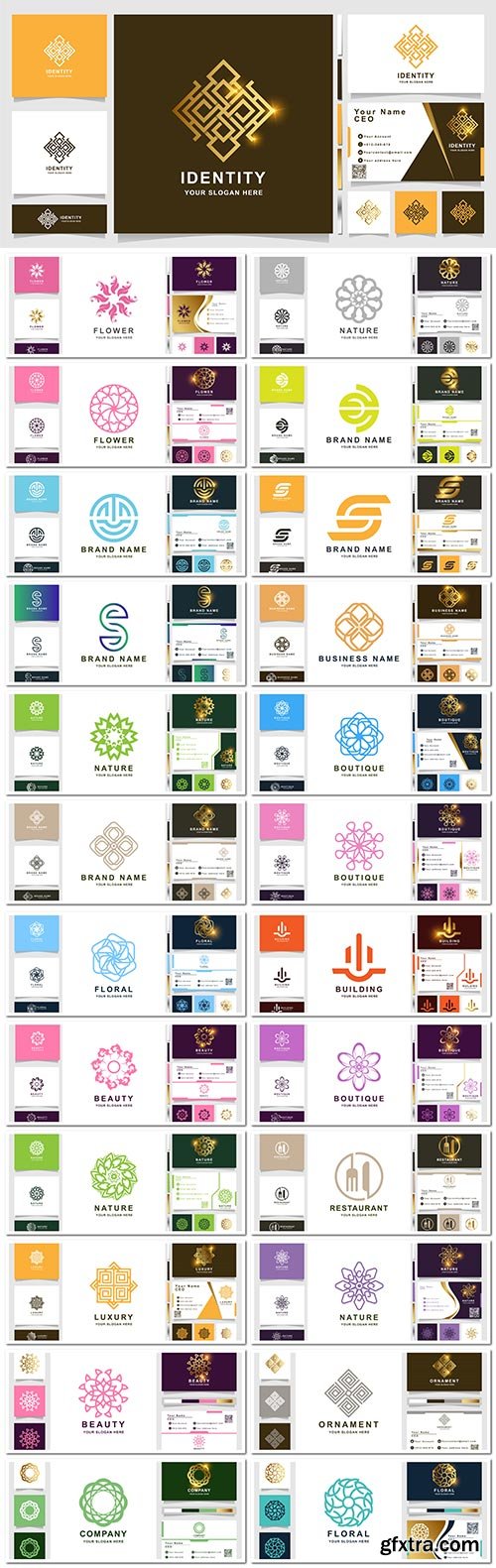 Luxury ornament vector logo template with business card design Luxury ornament vector logo template with business card design