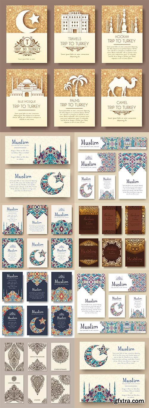 Set of turkish flyer page ornament vector concept Set of turkish flyer page ornament vector concept
