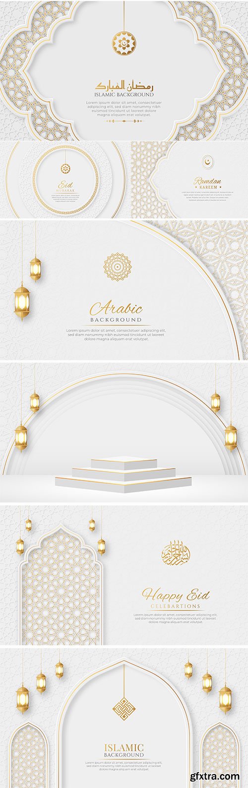 Islamic arabic luxury ornamental banner with golden pattern
