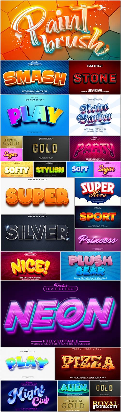 Bundle text style effect vector vol 58