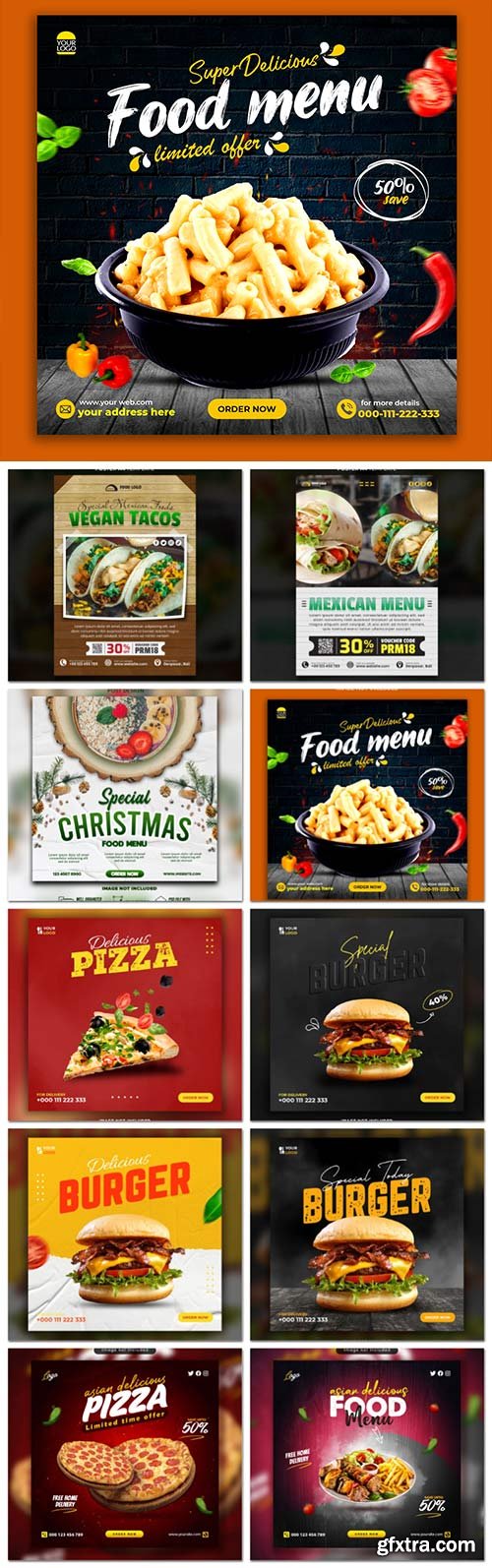 Food social media promotion psd flyer template vol 4 Food social media promotion psd flyer template vol 4
