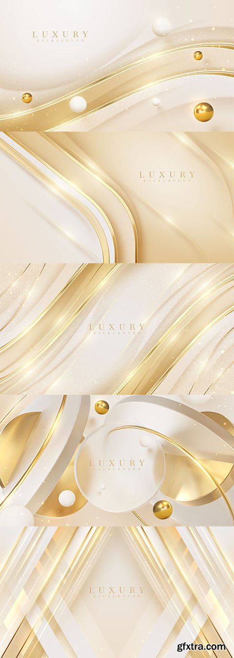 Vector gold abstract luxury background with 3d geometric shape parts decoration and ball with shiny element Vector gold abstract luxury background with 3d geometric shape parts decoration and ball with shiny element