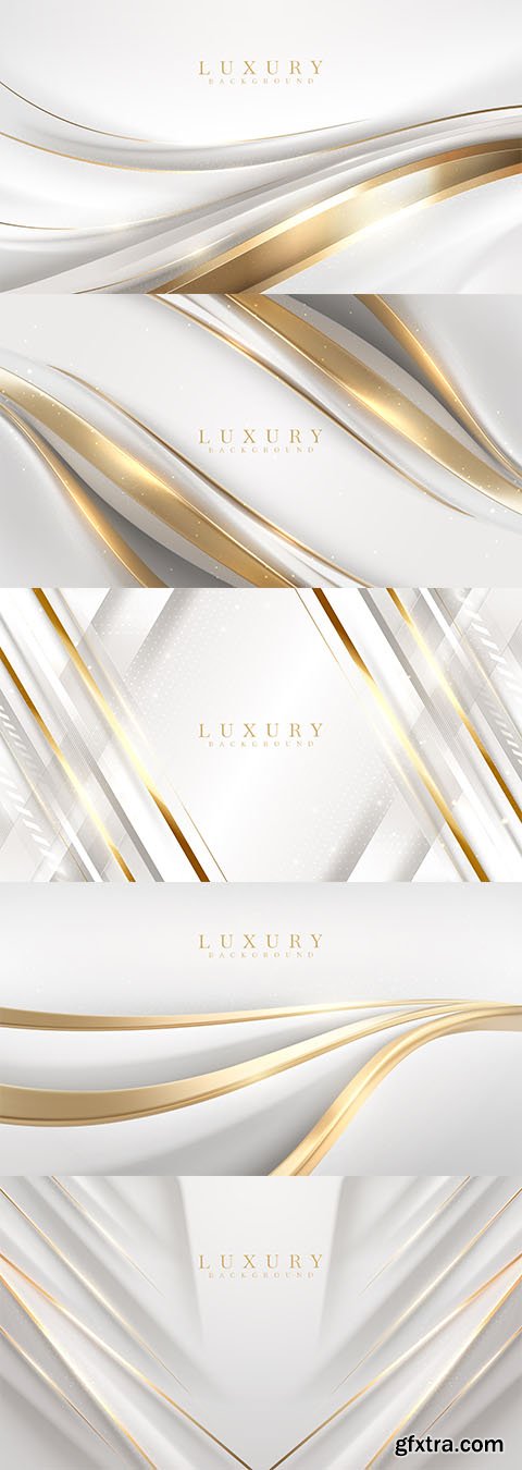 Vector white luxury background with golden curve line element and glitter light effect decoration Vector white luxury background with golden curve line element and glitter light effect decoration