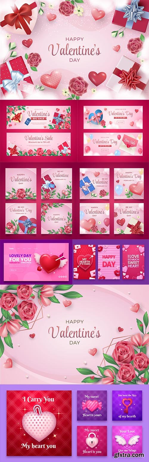Vector realistic valentines day celebration background Vector realistic valentines day celebration background