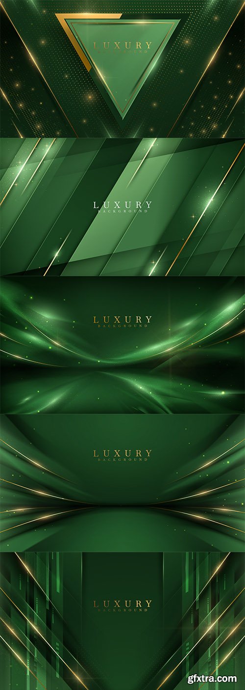 Green luxury background with golden decoration and light effect elements