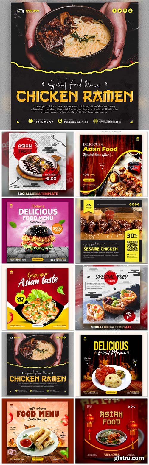Food social media promotion psd flyer template vol 15